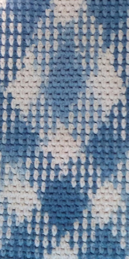 Blue and White Argyle Crochet Texture