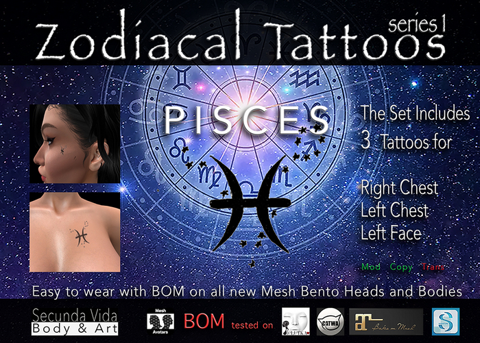 PISCES Zodiacal Tattoos Series 1