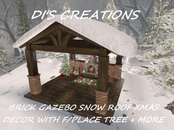 BRICK GAZEBO SNOW ROOF XMAS DECOR