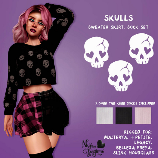 (NO) Pastel Goth Set - Skulls