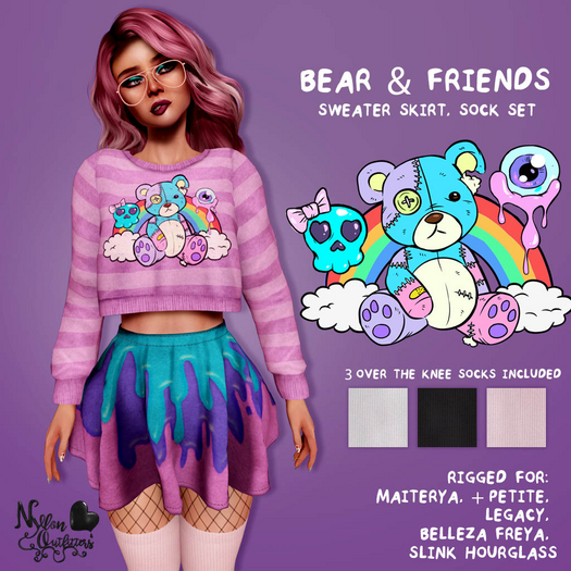 (NO) Pastel Goth Set - Bear & Friends