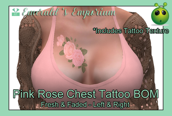 Pink Rose Chest Tattoo BOM - Includes Texture