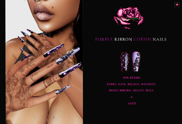{tci}Purple Ribbon Nails[ADDME]