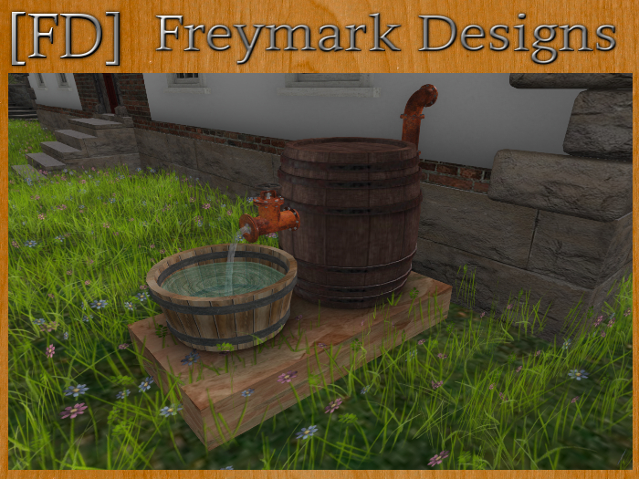 [FD] Rustic Water Barrel Wall Drain Set V1.0