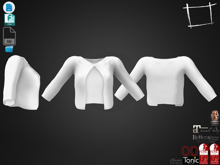 Dae Obj FBX For Single Top Buttoned Blouse Cardigan Slink, Maitreya, Belleza, Tonic, Legacy, Ocacin