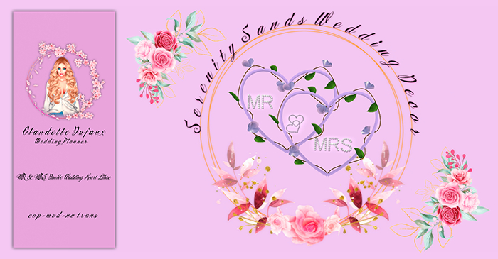 MR & MRS DOUBLE WEDDING HEART LILAC 