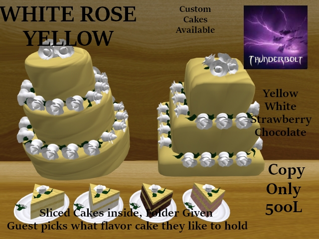 CAKE WHITE ROSE YELLOW
