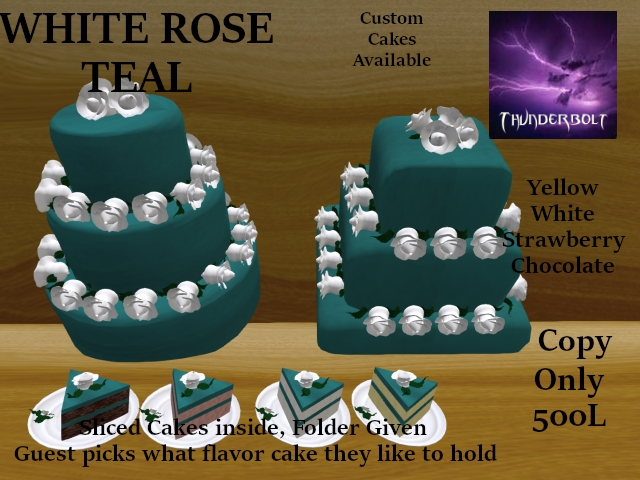 CAKE WHITE ROSE TEAL