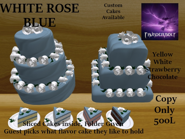 CAKE WHITE ROSE BLUE
