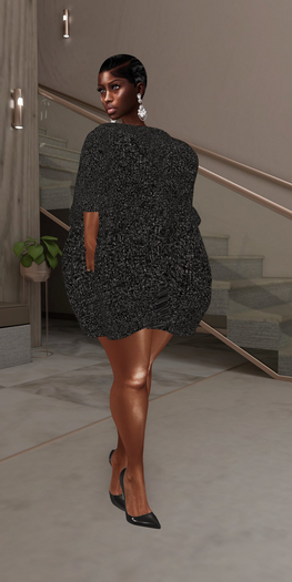Modest: Shirt Dress_ Black Tweed