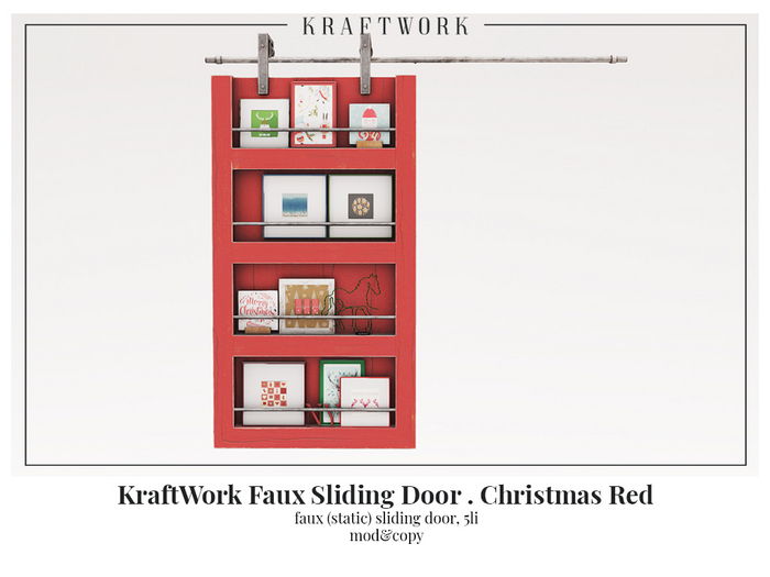 KraftWork Faux Sliding Door . Christmas Red (Add Me)