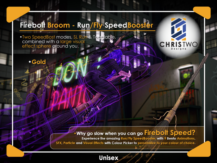 Firebolt Broom - Gold DarkBrown - [Chris Two Designs]