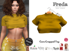 "Freda" Cora Cropped Mustard yellow T-Shirt, Basic Top stand-up Collar, Maitreya, Belleza, Slink, Tonic, Rebirth, Legacy