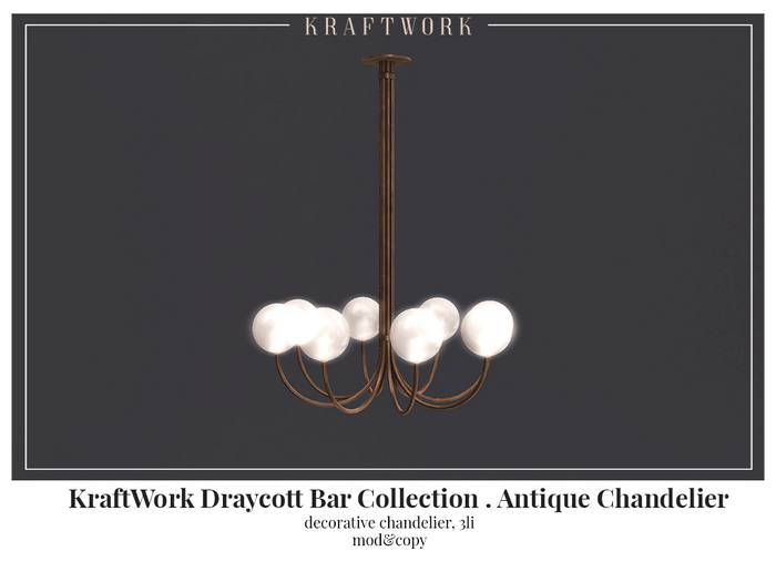 KraftWork Draycott Bar Collection . Antique Chandelier (Add Me)