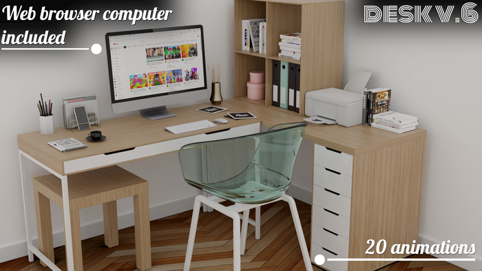 DIFFERENCE Desk and chair - w/computer v.6 wood