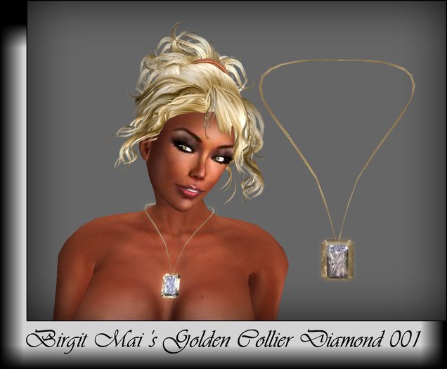 Birgit Mai's Golden Necklace & Emerald Cut Diamond (BOXED)