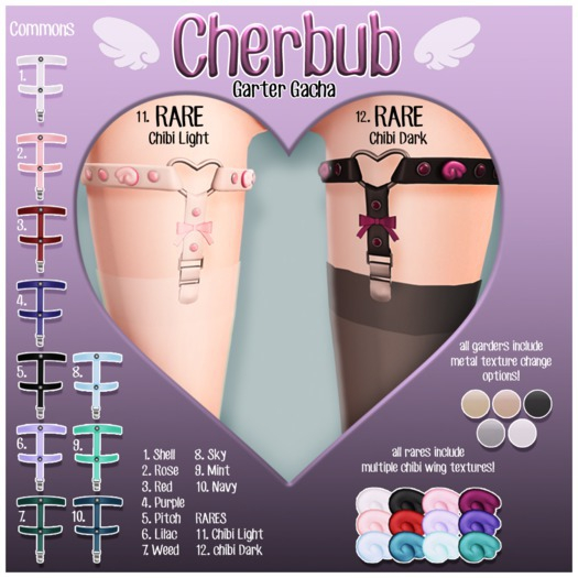 12. Quirky . Cherbub Garter - Chibi Dark RARE
