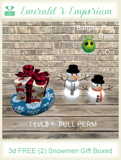 FULL PERM Snowmen (2) Gift Boxed