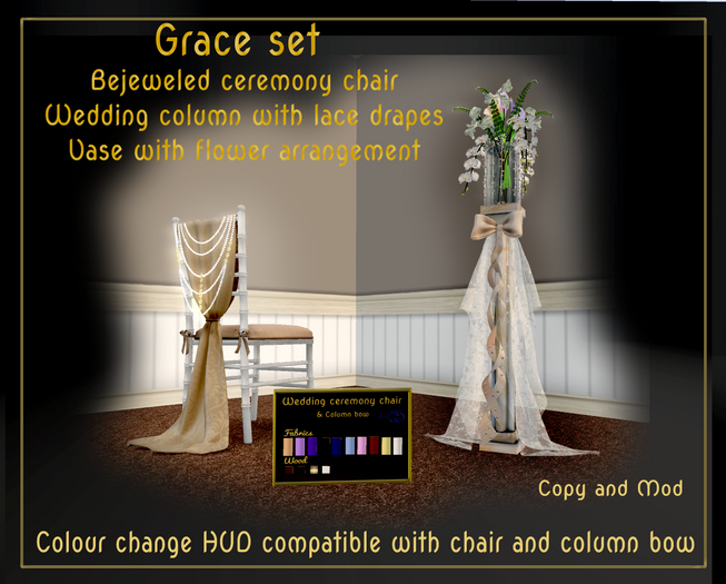 Wedding set - (chair, flowers and column COLOR CHANGE