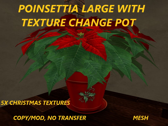 POINSETTIA LARGE WITH TEXTURE CHANGE POT