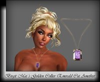 Birgit Mai's Golden Necklace & Emerald Cut Amethist (BOXED)