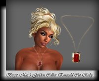 Birgit Mai's Golden Necklace & Emerald Cut Ruby (BOXED)
