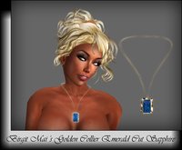 Birgit Mai's Golden Necklace & Emerald Cut Sapphire (BOXED)