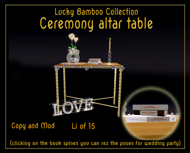 Wedding altar table - Lucky Bamboo collection