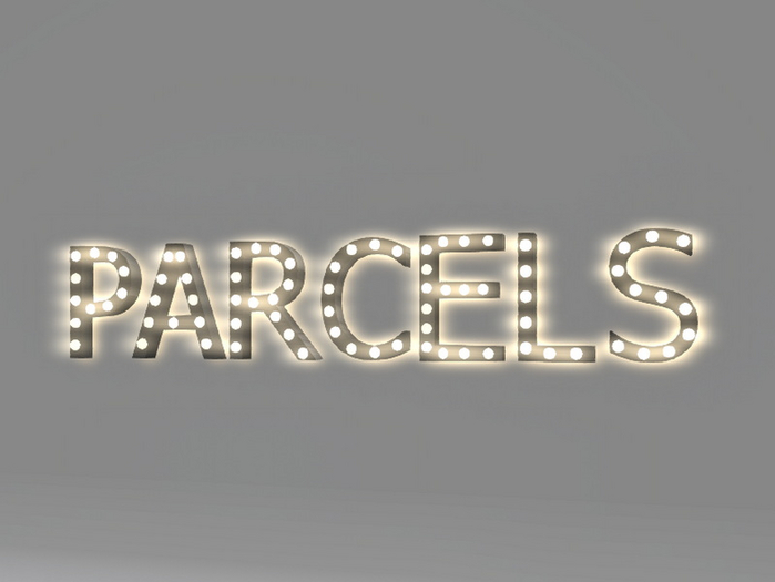 [Px] "PARCELS" Illuminated Light Bulbs Sign