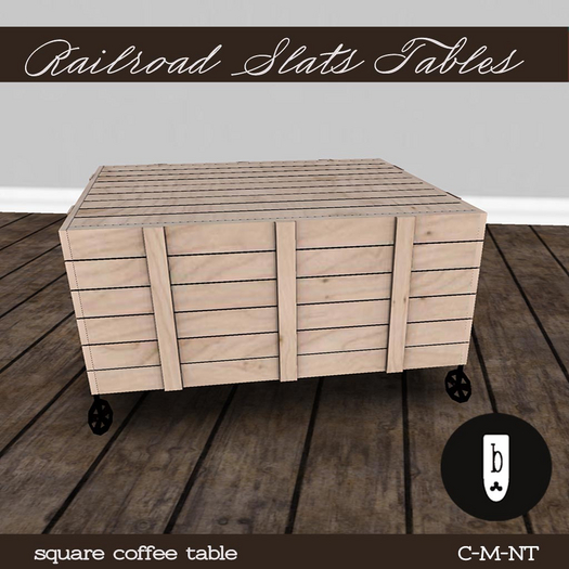 ~Ballade~ Railroad Slats Square Coffee Table 