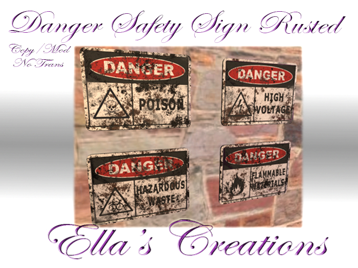 EC Set of 4 - Danger Signs - Rusted