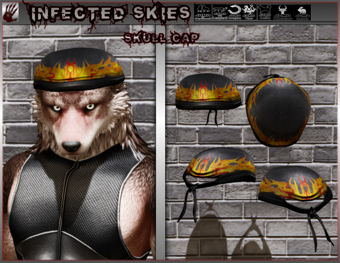 *IS* Skull Cap Furry Flames