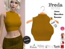 "Freda" Jenna Sleeveless Turtle Neck Sweater, tight short knitted top yellow, Belleza, Maitreya, SLink, Tonic, Rebirth