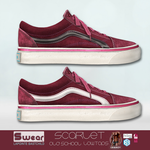 L&B - Mens - Low Top Sneakers - Old School Scarlet