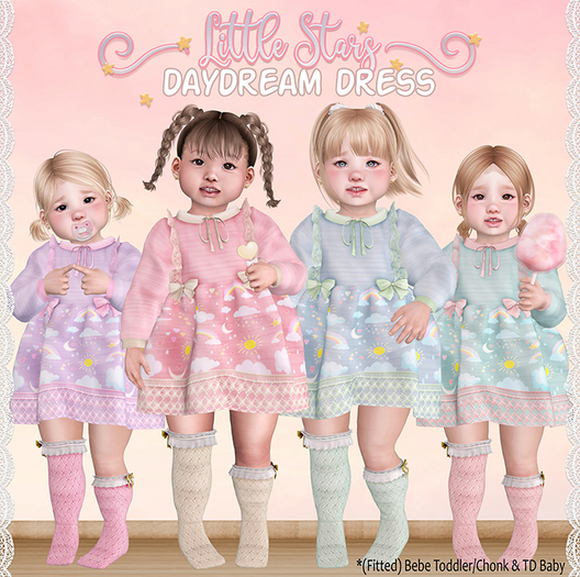 * {.:Little Stars.:} * Daydream Dress - Pink (TD/BB) Fitted Mesh