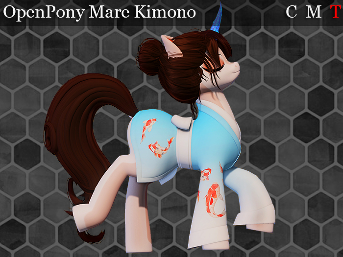 (Black & White) OpenPony Mare Kimono