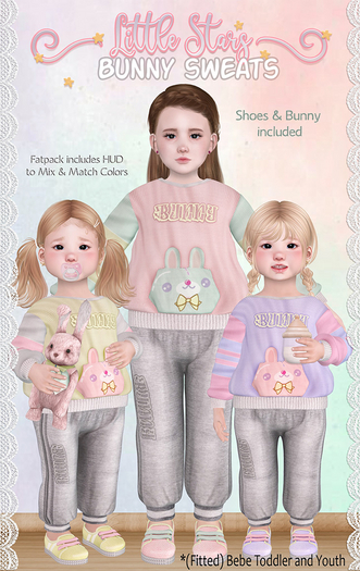 * {.:Little Stars.:} * Bunny Sweats - FATPACK {BB Toddler} Fitted