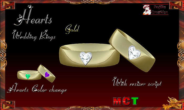 Wedding Rings " Hearts " Gold - 