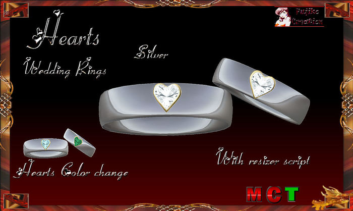 Wedding Rings " Hearts " silver 