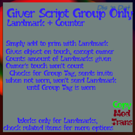 Group Only - Landmark Giver & group invite & counter