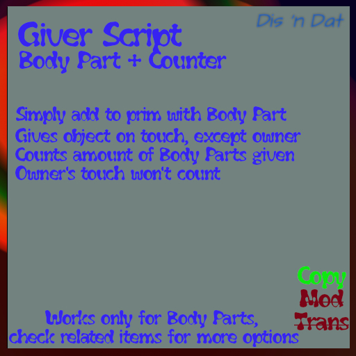 Body Part Giver Script With Counter