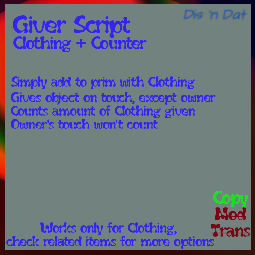 Clothing Giver Script With Counter