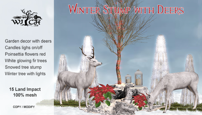 W&Co. Winter Stump with Deers Red BOX