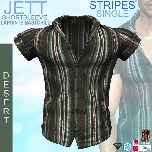 L&B Mens - Short Sleeve Shirt - Jett Stripe Desert - Legayc / Gianni / Jake / Geralt / Slink / Aesthetic