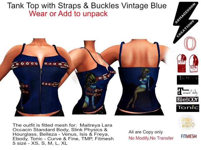 TANK TOP WITH STRAPS & BUCKLES VINTAGE BLUE 20211114