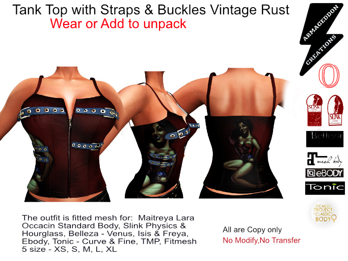 TANK TOP WITH STRAPS & BUCKLES VINTAGE RUST 20211114