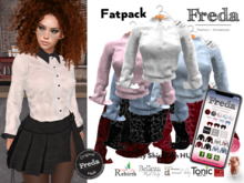 "Freda" Fatpack Lucy Shirt Tucked-In 8 col./pattern HUD, classic blouse, Maitreya Belleza, Slink, Tonic, Rebirth, Legacy