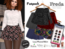 "Freda" Fatpack Lucy Pleated Skirt 8 col HUD, School Uniform Secretary, Maitreya, Belleza, Slink, Tonic, Rebirth, Legacy
