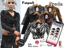 "Freda" Fatpack Billy Bikerjacket Faux Fur Animal Print, Black & Worn Leather, Belleza, Slink, Tonic, Rebirth, Legacy