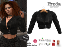"Freda" Billy Cropped Biker Jacket Black Exotic Leather, realistic Folds, Maitreya Belleza Slink, Tonic, Rebirth, Legacy